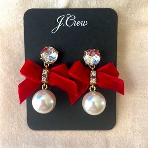 J. Crew Festive Bow Pearl Earrings